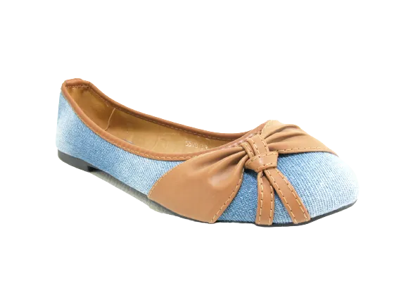 Damen Slipper Halbschuhe Ballerina Loafer Mokassins Slip On Flats Freizeit Lt. Blue # 5598