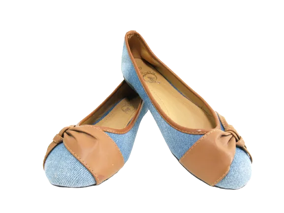 Damen Slipper Halbschuhe Ballerina Loafer Mokassins Slip On Flats Freizeit Lt. Blue # 5598