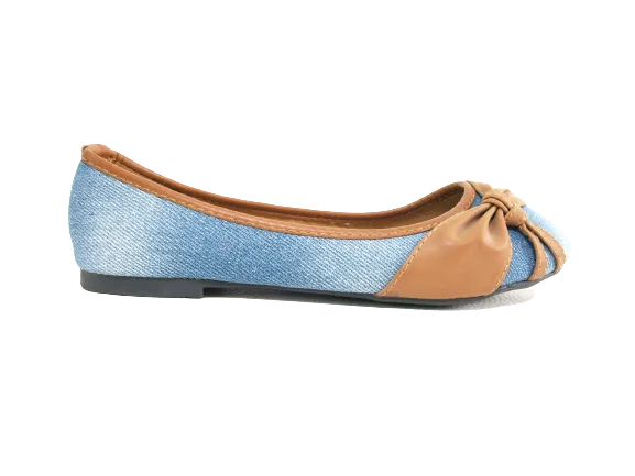 Damen Slipper Halbschuhe Ballerina Loafer Mokassins Slip On Flats Freizeit Lt. Blue # 5598