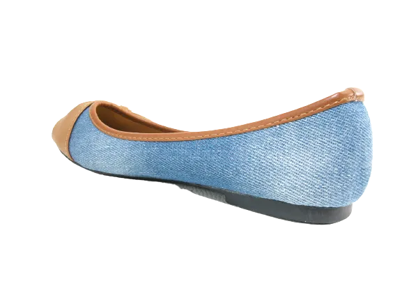 Damen Slipper Halbschuhe Ballerina Loafer Mokassins Slip On Flats Freizeit Lt. Blue # 5598