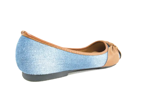 Damen Slipper Halbschuhe Ballerina Loafer Mokassins Slip On Flats Freizeit Lt. Blue # 5598