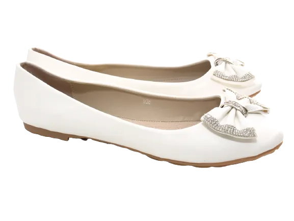 Damen Slipper Halbschuhe Ballerina Loafer Mokassins Slip On Flats Freizeit White # 38