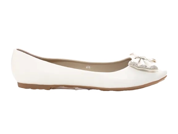 Damen Slipper Halbschuhe Ballerina Loafer Mokassins Slip On Flats Freizeit White # 38