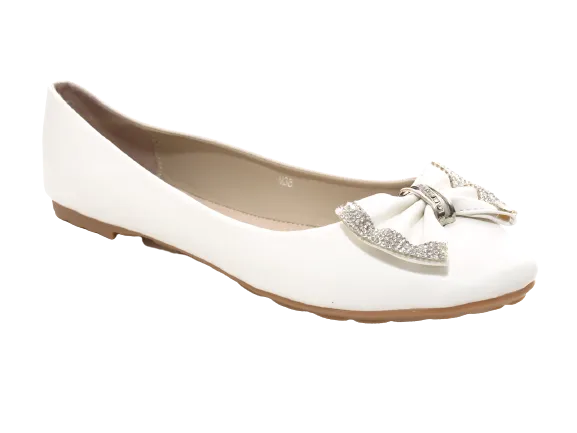 Damen Slipper Halbschuhe Ballerina Loafer Mokassins Slip On Flats Freizeit White # 38