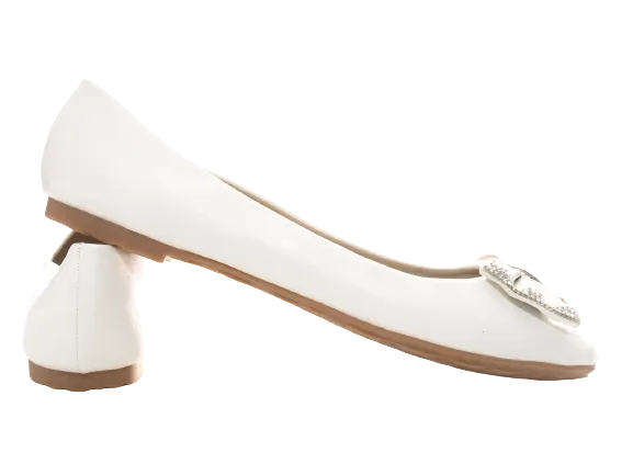 Damen Slipper Halbschuhe Ballerina Loafer Mokassins Slip On Flats Freizeit White # 38