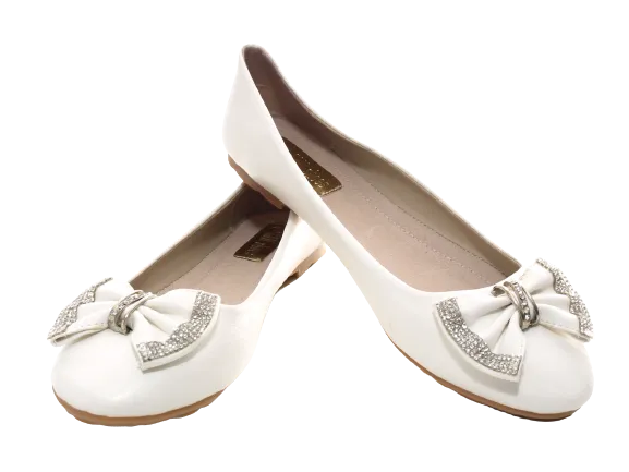 Damen Slipper Halbschuhe Ballerina Loafer Mokassins Slip On Flats Freizeit White # 38