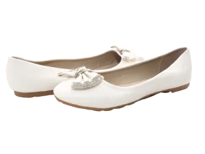 Damen Slipper Halbschuhe Ballerina Loafer Mokassins Slip On Flats Freizeit White # 38