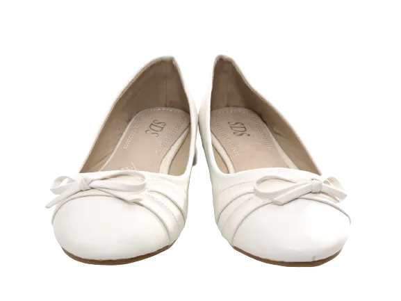 Damen Slipper Halbschuhe Ballerina Loafer Mokassins Slip On Flats Freizeit White # 5998