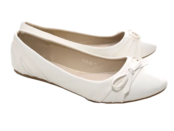 Damen Slipper Halbschuhe Ballerina Loafer Mokassins Slip On Flats Freizeit White # 5998