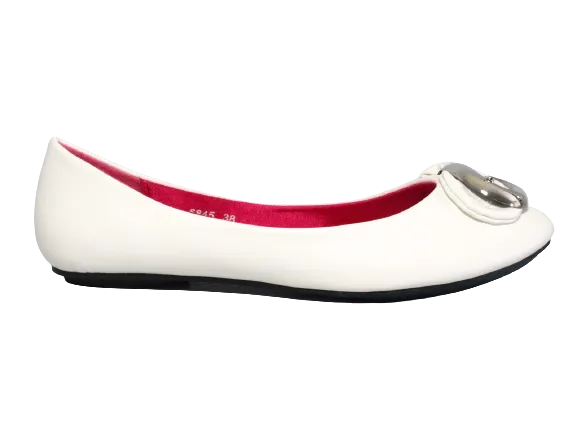 Damen Slipper Halbschuhe Ballerina Loafer Mokassins Slip On Flats Freizeit White # 6845