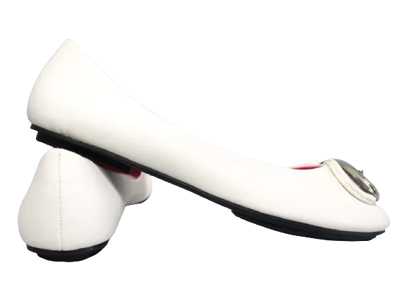 Damen Slipper Halbschuhe Ballerina Loafer Mokassins Slip On Flats Freizeit White # 6845