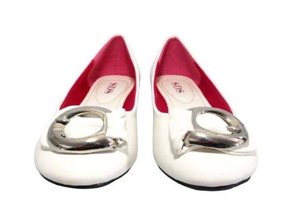 Damen Slipper Halbschuhe Ballerina Loafer Mokassins Slip On Flats Freizeit White # 6845