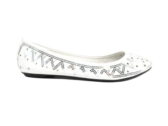 Damen Slipper Halbschuhe Ballerina Loafer Mokassins Slip On Flats Freizeit White # 688-21