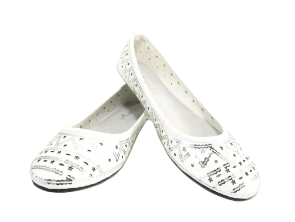 Damen Slipper Halbschuhe Ballerina Loafer Mokassins Slip On Flats Freizeit White # 688-21