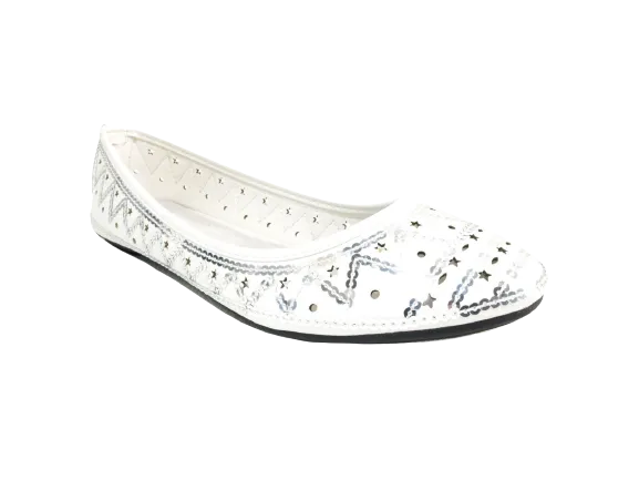 Damen Slipper Halbschuhe Ballerina Loafer Mokassins Slip On Flats Freizeit White # 688-21