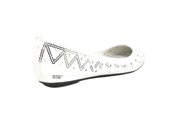 Damen Slipper Halbschuhe Ballerina Loafer Mokassins Slip On Flats Freizeit White # 688-21