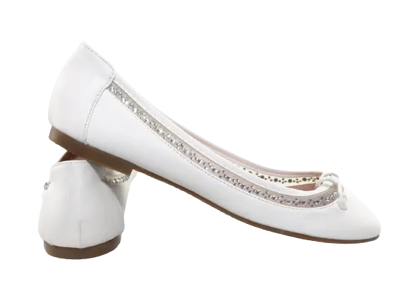 Damen Slipper Halbschuhe Ballerina Loafer Mokassins Slip On Flats Freizeit White # 88-11