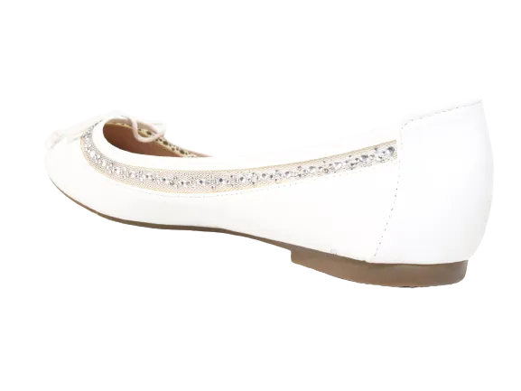 Damen Slipper Halbschuhe Ballerina Loafer Mokassins Slip On Flats Freizeit White # 88-11