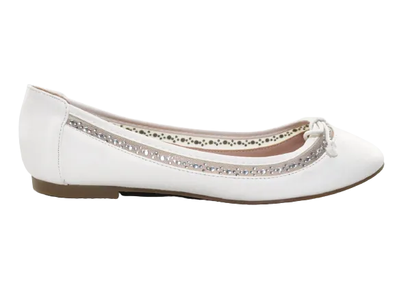 Damen Slipper Halbschuhe Ballerina Loafer Mokassins Slip On Flats Freizeit White # 88-11