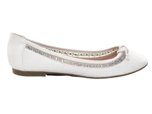 Damen Slipper Halbschuhe Ballerina Loafer Mokassins Slip On Flats Freizeit White # 88-11