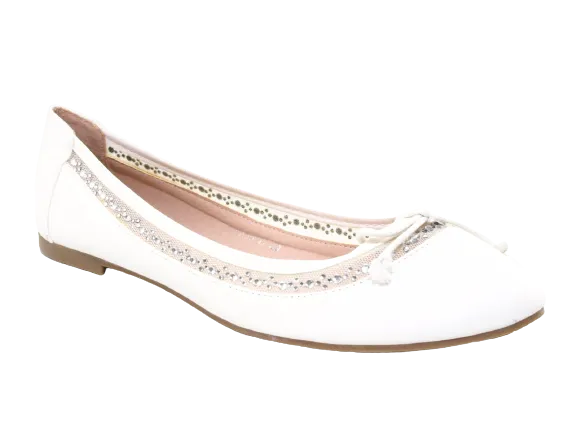 Damen Slipper Halbschuhe Ballerina Loafer Mokassins Slip On Flats Freizeit White # 88-11