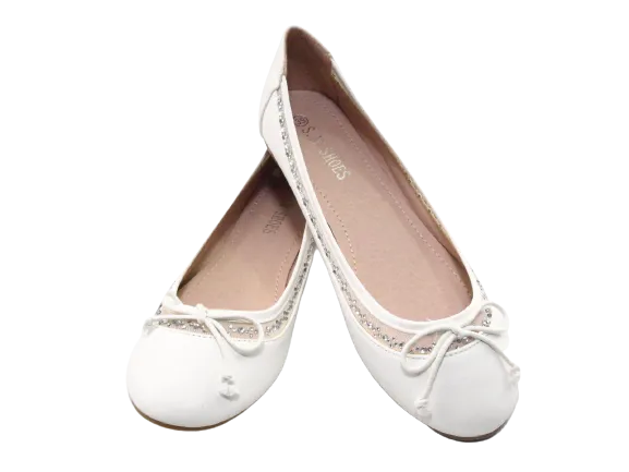 Damen Slipper Halbschuhe Ballerina Loafer Mokassins Slip On Flats Freizeit White # 88-11