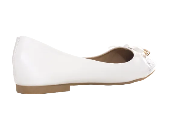 Damen Slipper Halbschuhe Ballerina Loafer Mokassins Slip On Flats Freizeit White # 8