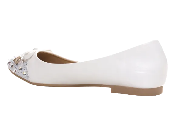 Damen Slipper Halbschuhe Ballerina Loafer Mokassins Slip On Flats Freizeit White # 8