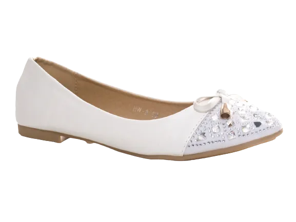 Damen Slipper Halbschuhe Ballerina Loafer Mokassins Slip On Flats Freizeit White # 8