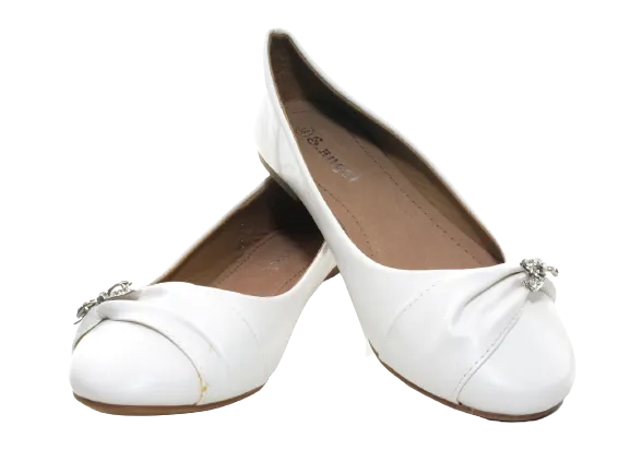 Damen Slipper Halbschuhe Ballerina Loafer Mokassins Slip On Flats Freizeit White # 901-36