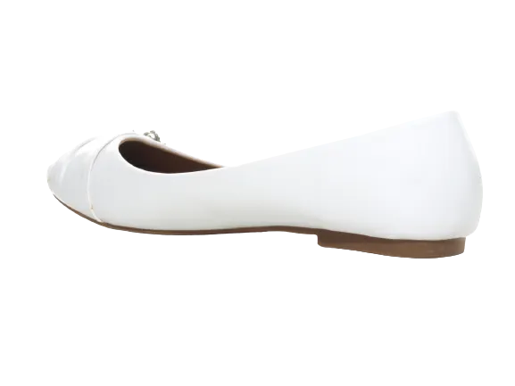 Damen Slipper Halbschuhe Ballerina Loafer Mokassins Slip On Flats Freizeit White # 901-36