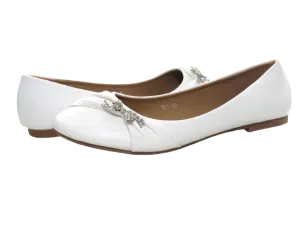 Damen Slipper Halbschuhe Ballerina Loafer Mokassins Slip On Flats Freizeit White # 901-36