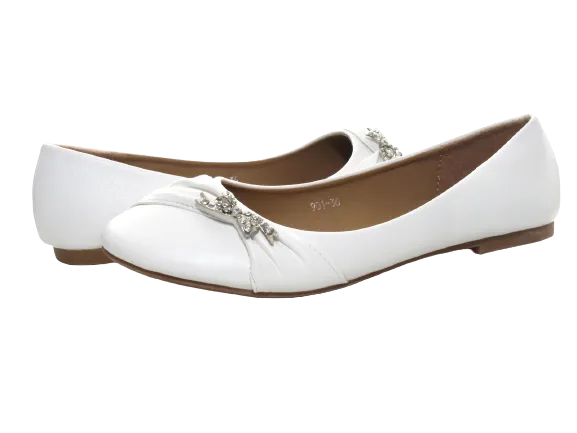 Damen Slipper Halbschuhe Ballerina Loafer Mokassins Slip On Flats Freizeit White # 901-36