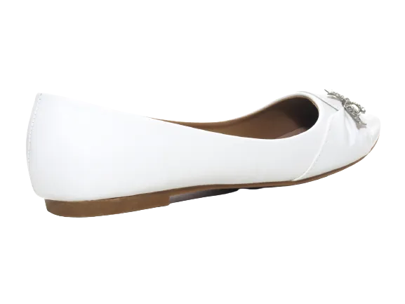 Damen Slipper Halbschuhe Ballerina Loafer Mokassins Slip On Flats Freizeit White # 901-36