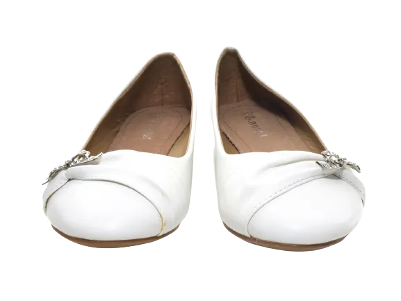 Damen Slipper Halbschuhe Ballerina Loafer Mokassins Slip On Flats Freizeit White # 901-36