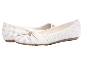 Damen Slipper Halbschuhe Ballerina Loafer Mokassins Slip On Flats Freizeit White # 9707