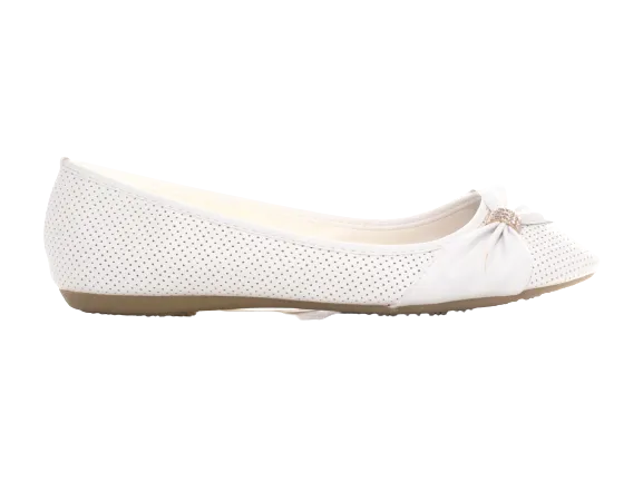 Damen Slipper Halbschuhe Ballerina Loafer Mokassins Slip On Flats Freizeit White # 9707