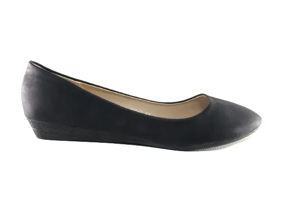 Damen Slipper Keilabsatz Ballerina Loafer Mokassins Slip On Flats Freizeit Black # 8112