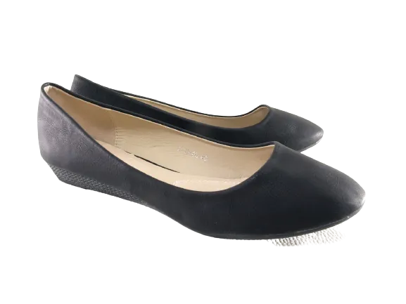 Damen Slipper Keilabsatz Ballerina Loafer Mokassins Slip On Flats Freizeit Black # 8112