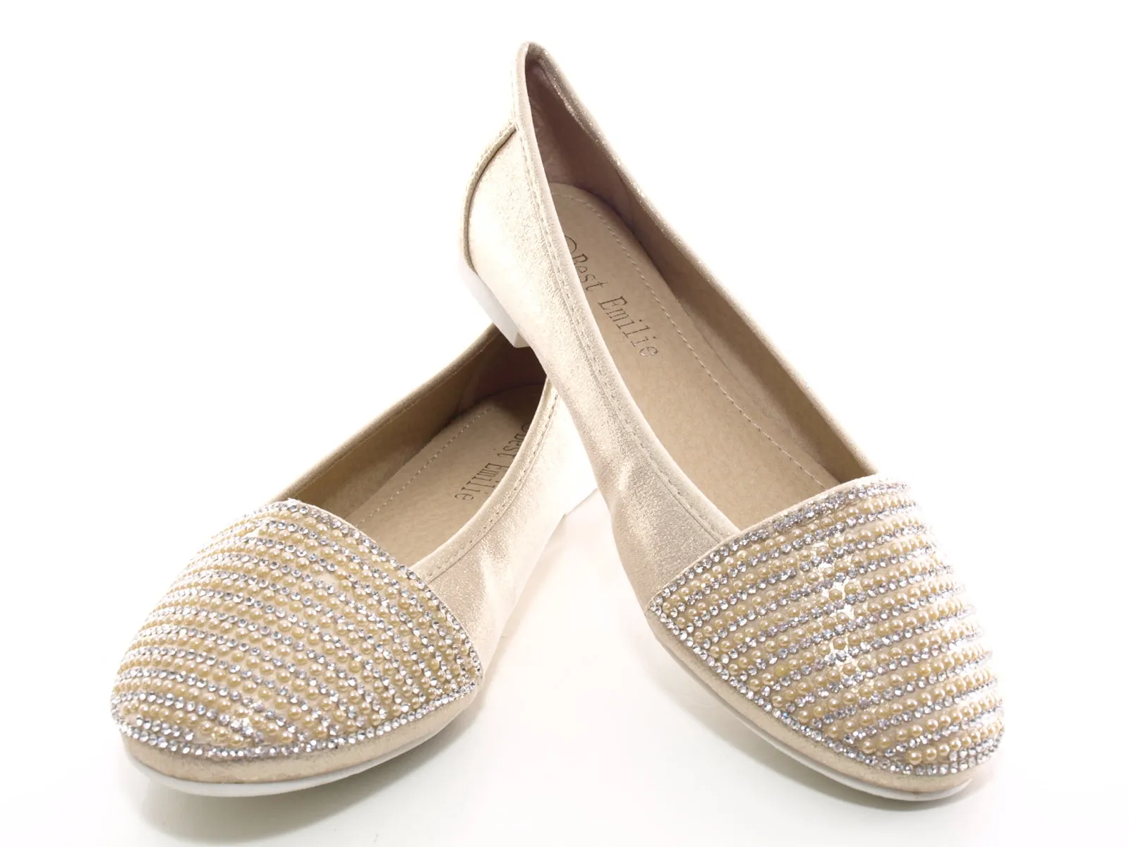 Damen Slipper Keilabsatz Ballerina Loafer Mokassins  Slip On Flats Freizeit Gold # 1