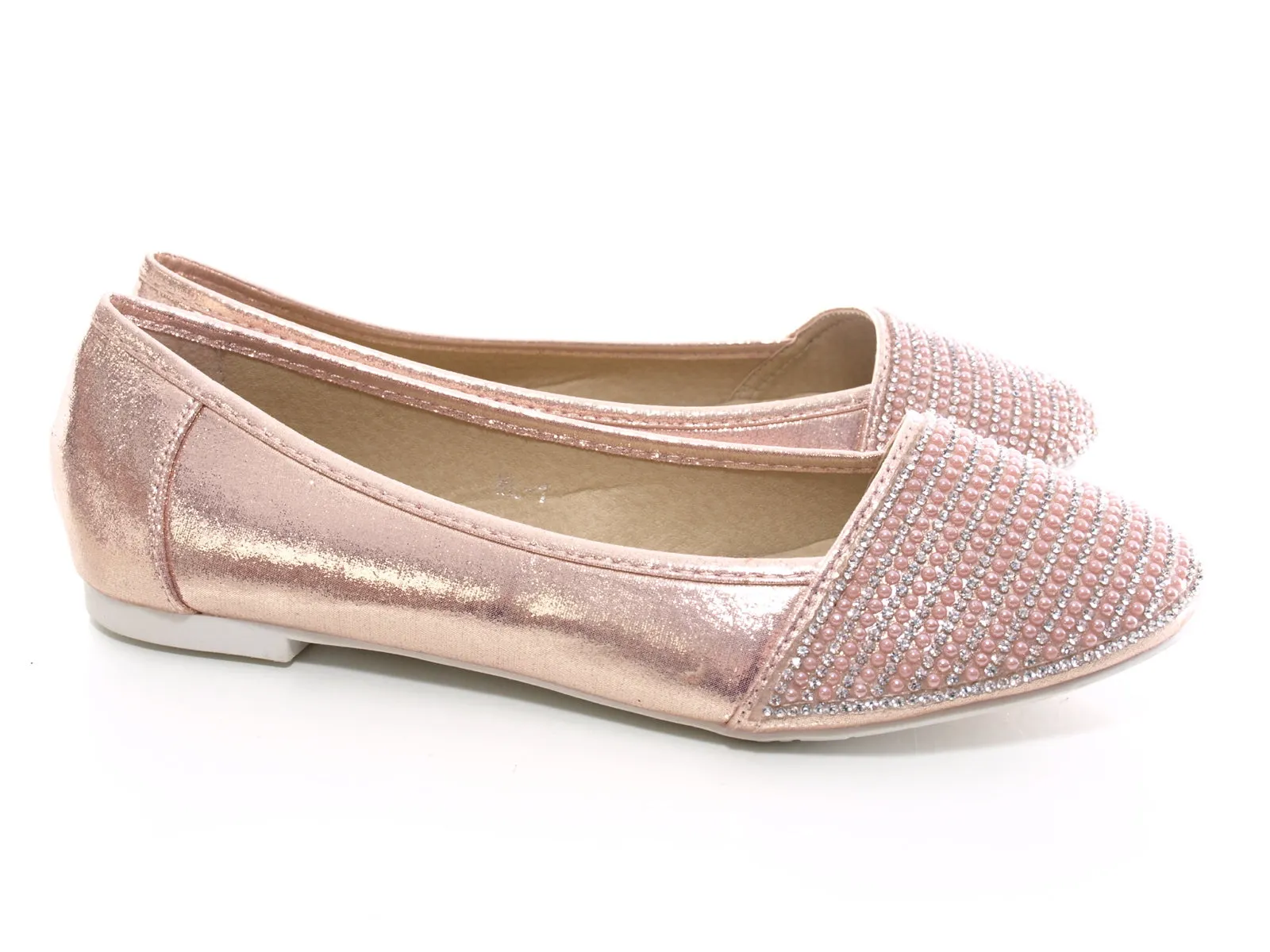 Damen Slipper Keilabsatz Ballerina Loafer Mokassins Slip On Flats Freizeit Pink # 1