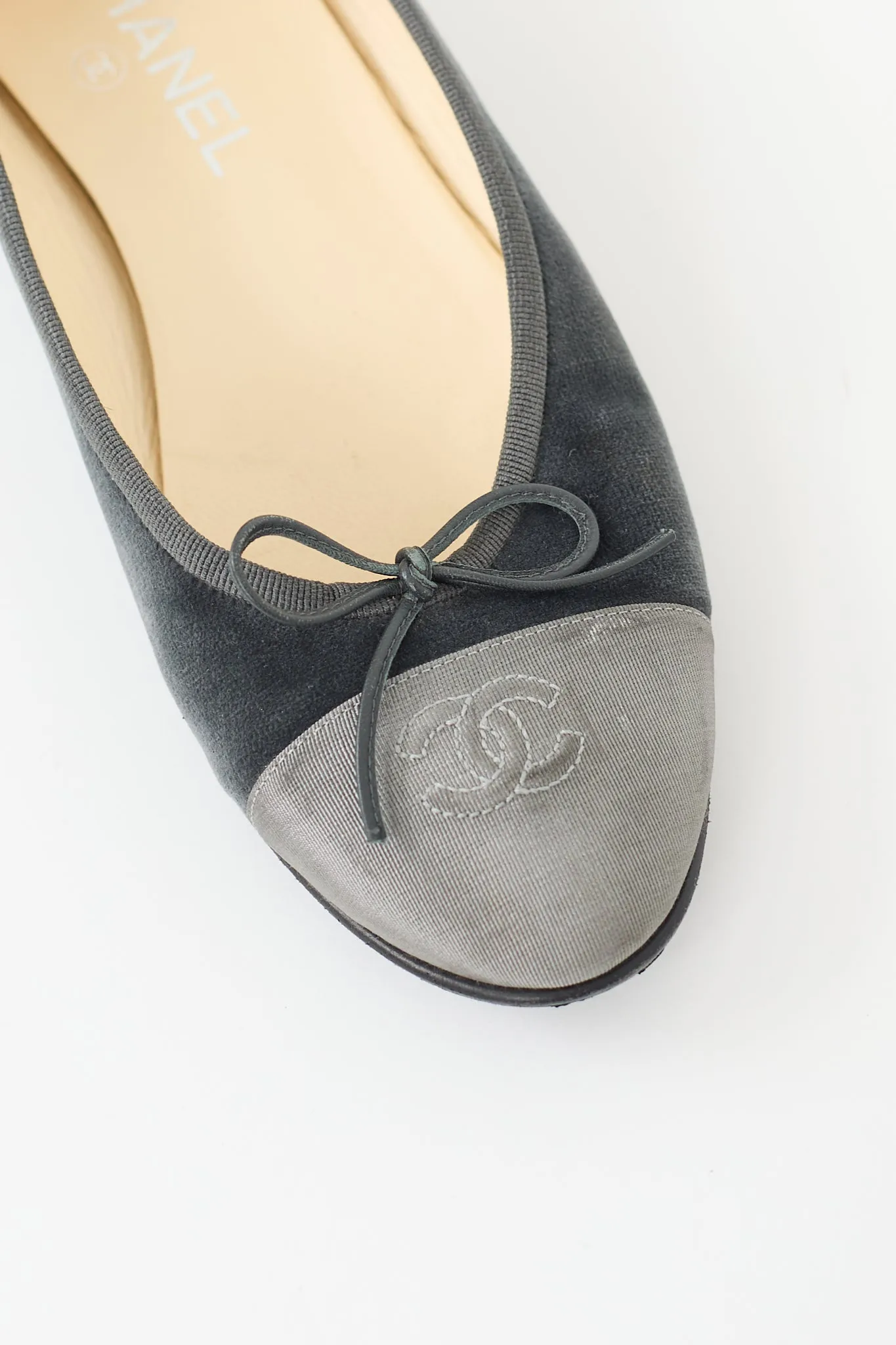 Dark Grey Velvet CC Ballet Flat