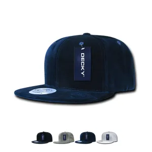 Decky 1097 Velvet Snapback Hat, 6 Panel Velvet Flat Bill Cap