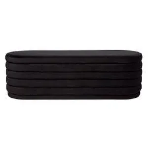 Demi Storage Bench Ottoman - Black Velvet