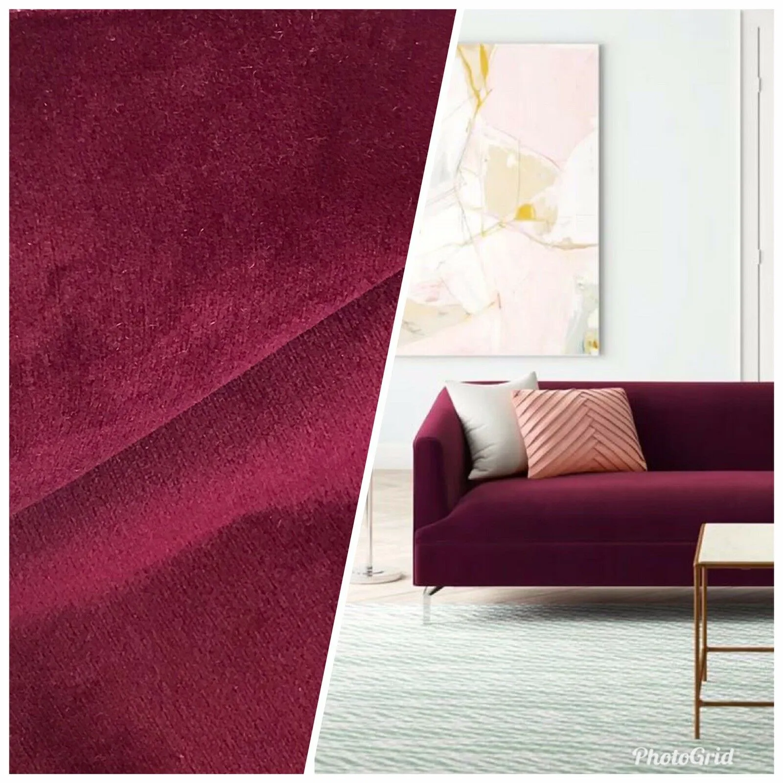 Designer Velvet Upholstery & Drapery Fabric -Soft- Wine- By The Yard