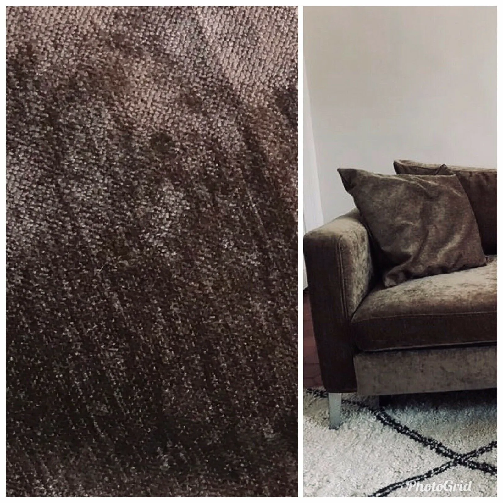 Designer Velvet Upholstery Decorating Fabric - Mocha Brown- By The Yard