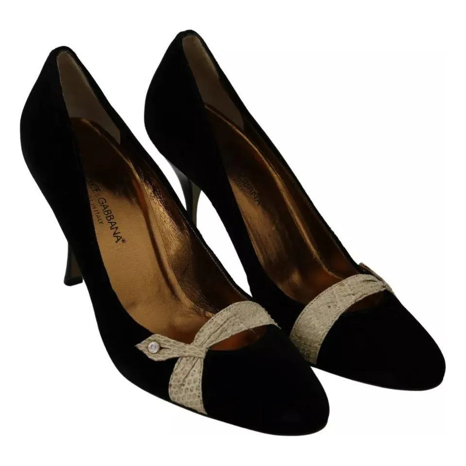 Dolce & Gabbana Black Velvet Ayers High Heels Pumps Shoes