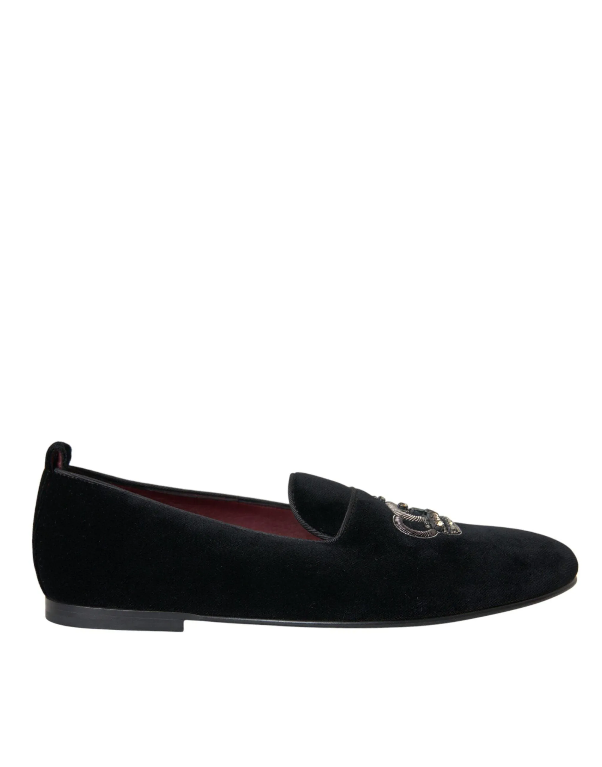 Dolce & Gabbana Black Velvet Graphic Print Loafers