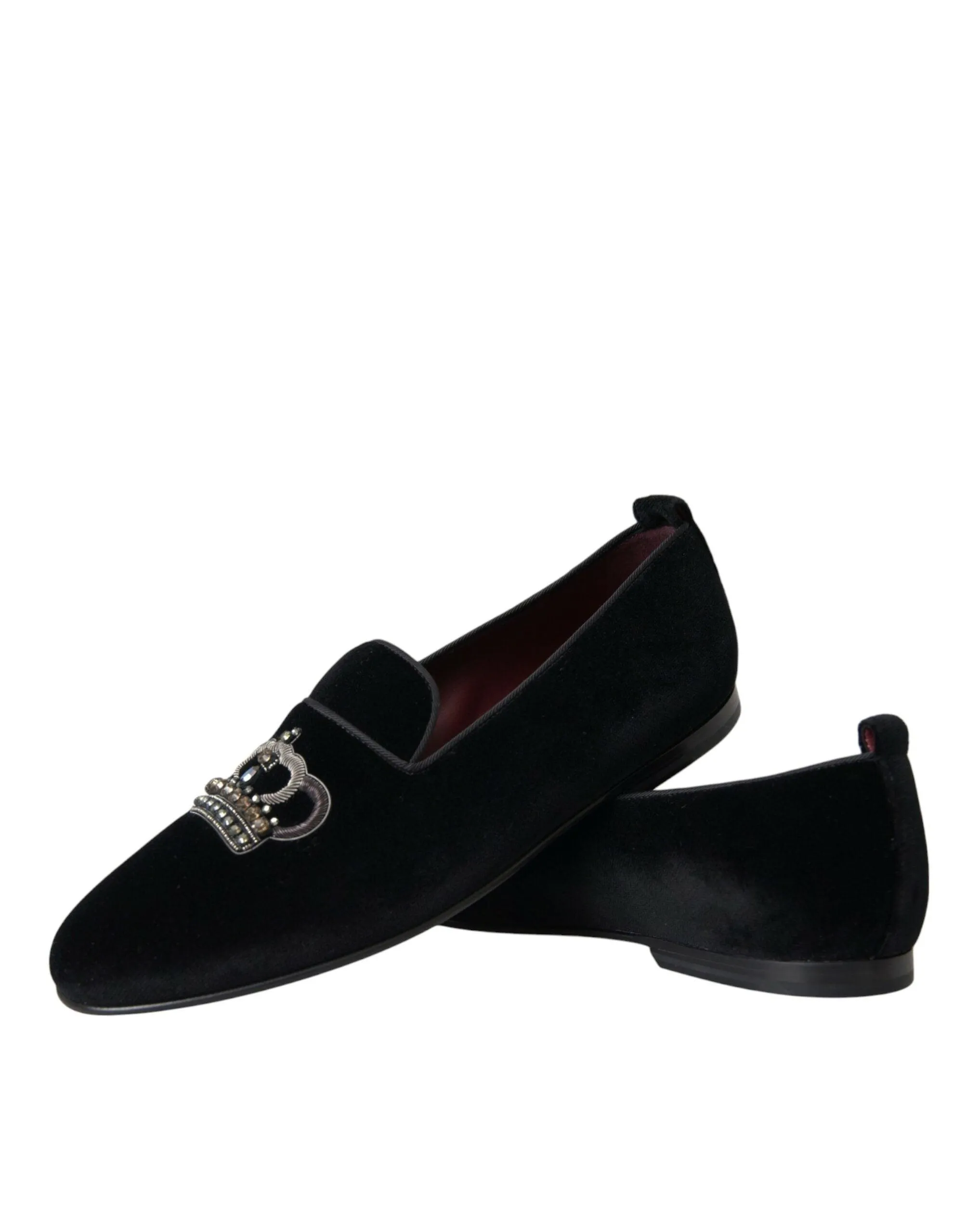 Dolce & Gabbana Black Velvet Graphic Print Loafers