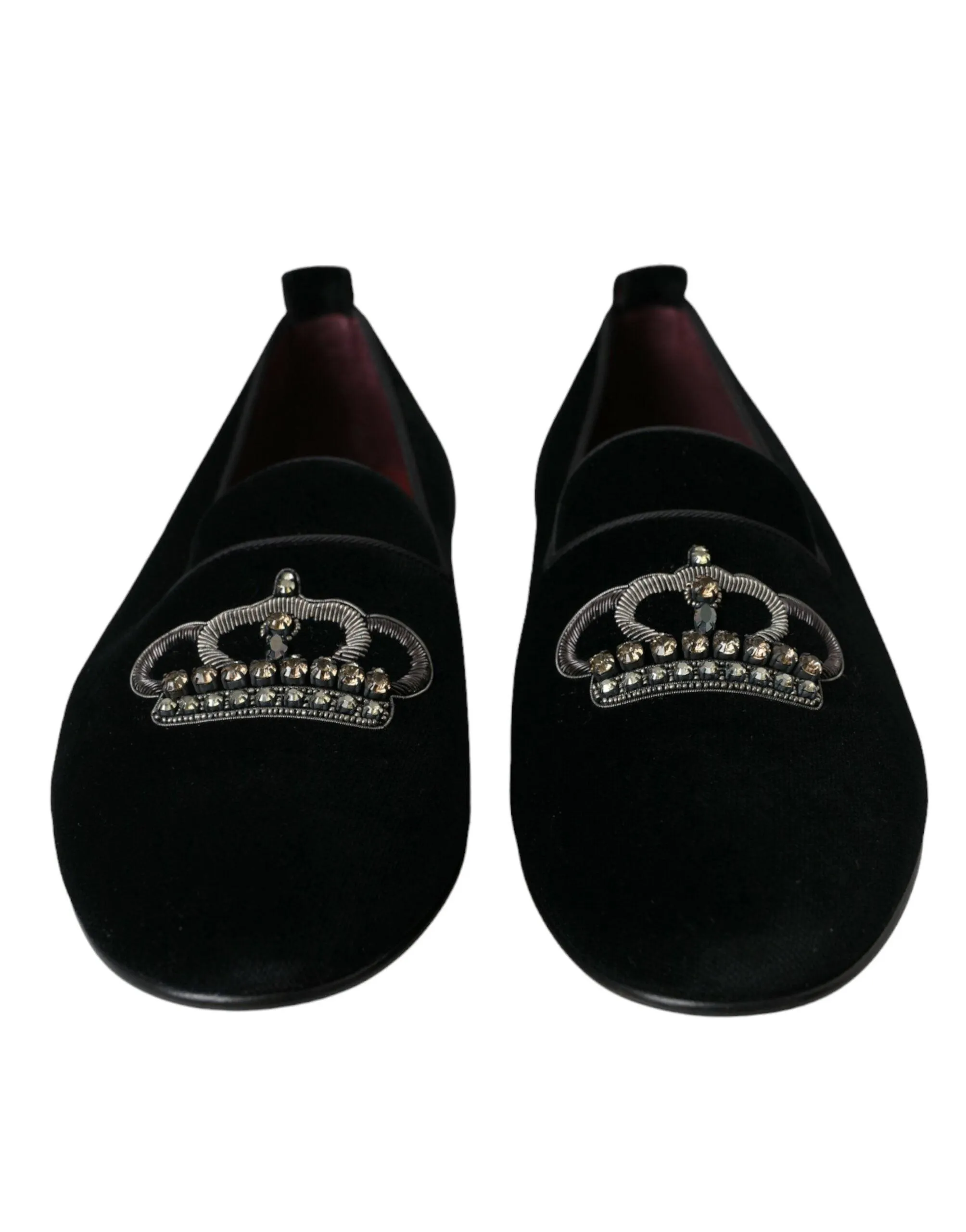 Dolce & Gabbana Black Velvet Graphic Print Loafers